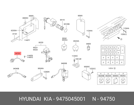фото Hyundai/Kia 94750-45001 Датчик давления масла двигателя Hyundai/Kia 94750-45001 Датчик давления масла двигателя