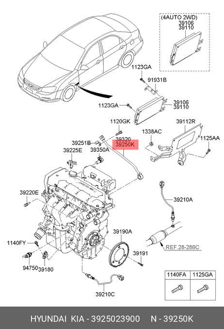 фото Hyundai/Kia 39250-23900 Датчик детонации двигателя Hyundai/Kia 39250-23900 Датчик детонации двигателя
