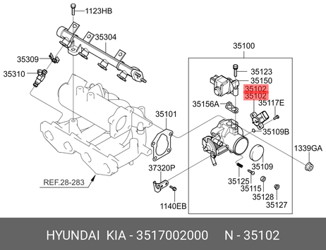 фото Hyundai/Kia 35170-02000 Датчик положения дроссельной заслонки Hyundai/Kia 35170-02000 Датчик положения дроссельной заслонки
