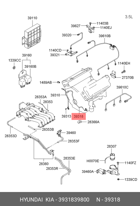 фото Hyundai/Kia 39318-39800 Датчик положения коленчатого вала Hyundai/Kia 39318-39800 Датчик положения коленчатого вала