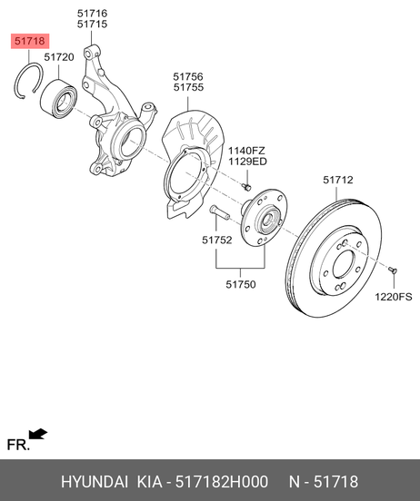 фото Hyundai/Kia 51718-2H000 Стопорное кольцо ступицы колеса | перед | Hyundai/Kia 51718-2H000 Стопорное кольцо ступицы колеса | перед |