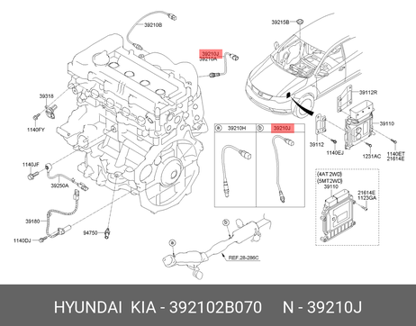 фото Hyundai/Kia 39210-2B070 Электрохимический лямбда-зонд для регулировки состава топливной смеси Hyundai/Kia 39210-2B070 Электрохимический лямбда-зонд для регулировки состава топливной смеси