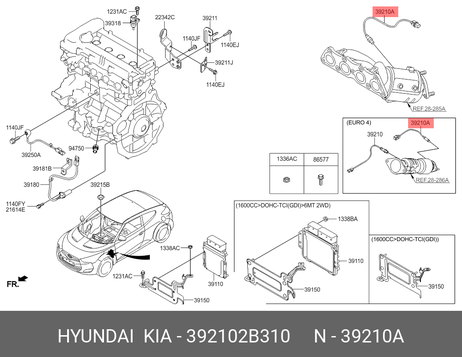 фото Hyundai/Kia 39210-2B310 Датчик кислорода до катализатора Hyundai/Kia 39210-2B310 Датчик кислорода до катализатора