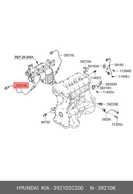 фото Hyundai/Kia 39210-2C200 Датчик кислородный Hyundai/Kia 39210-2C200 Датчик кислородный