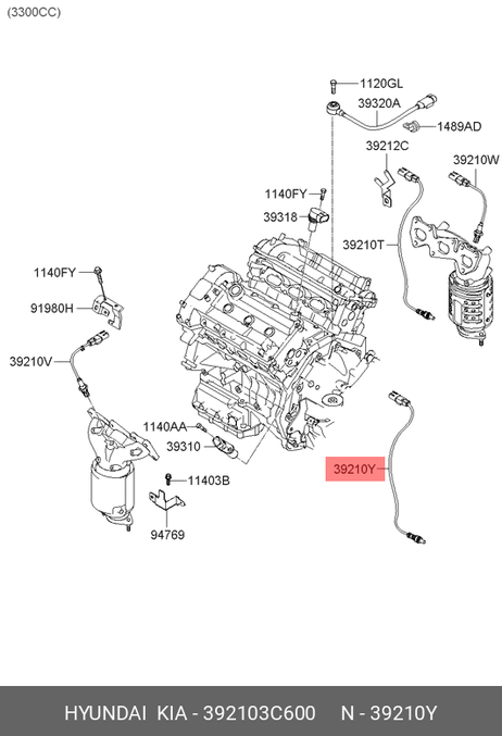 фото Hyundai/Kia 39210-3C600 Лямбда-зонд задний правый Hyundai/Kia 39210-3C600 Лямбда-зонд задний правый
