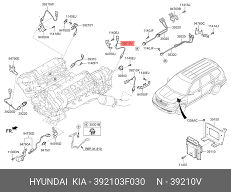 фото Hyundai/Kia 39210-3F030 Кислородный датчик двигателя Hyundai/Kia 39210-3F030 Кислородный датчик двигателя