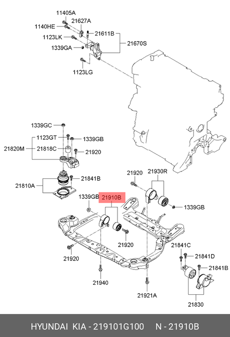 фото Hyundai/Kia 21910-1G100 Подушка двигателя Hyundai/Kia 21910-1G100 Подушка двигателя