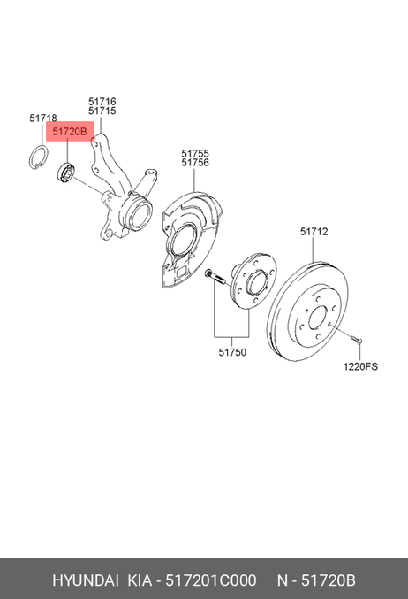 фото Hyundai/Kia 51720-1C000 Подшипник ступицы колеса | перед | Hyundai/Kia 51720-1C000 Подшипник ступицы колеса | перед |