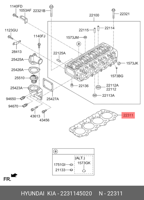 фото Hyundai/Kia 22311-45020 Прокладка головки блока цилиндров Hyundai/Kia 22311-45020 Прокладка головки блока цилиндров