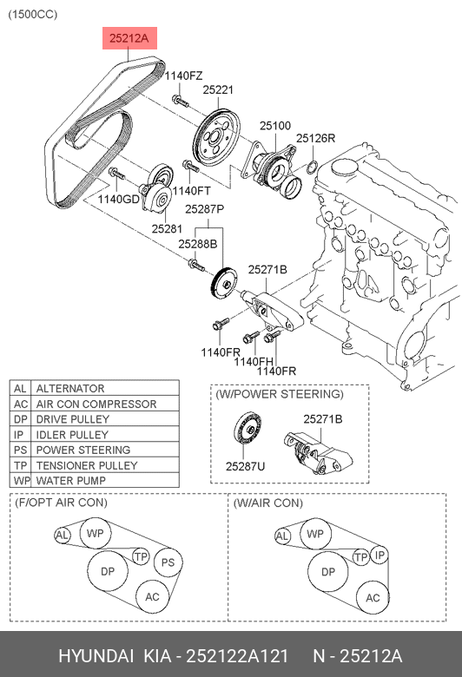 фото Hyundai/Kia 25212-2A121 Ремень поликлиновый Hyundai/Kia 25212-2A121 Ремень поликлиновый
