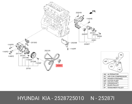 фото Hyundai/Kia 25287-25010 Ролик обводной навесного оборудования Hyundai/Kia 25287-25010 Ролик обводной навесного оборудования