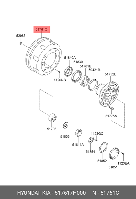 фото Hyundai/Kia 51761-7H000 Барабан тормозной Hyundai/Kia 51761-7H000 Барабан тормозной