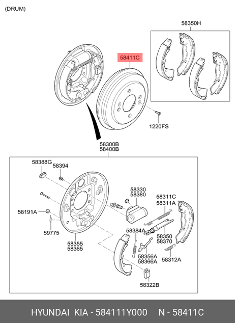 фото Hyundai/Kia 58411-1Y000 Барабан тормозной Hyundai/Kia 58411-1Y000 Барабан тормозной
