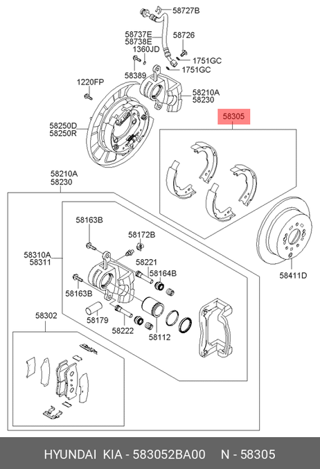 фото Hyundai/Kia 58305-2BA00 Колодки тормозные KIA Sorento | зад | Hyundai/Kia 58305-2BA00 Колодки тормозные KIA Sorento | зад |