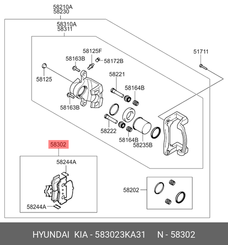 фото Hyundai/Kia 58302-3KA31 Колодки тормозные дисковые | зад | Hyundai/Kia 58302-3KA31 Колодки тормозные дисковые | зад |