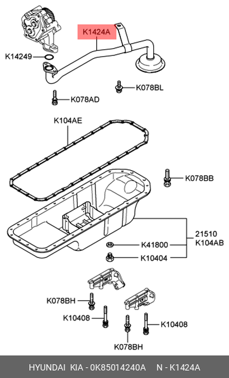 фото Hyundai/Kia 0K850-14240A Фильтр масляный Hyundai/Kia 0K850-14240A Фильтр масляный