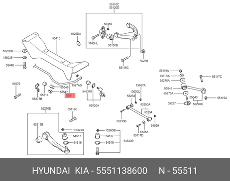 фото Hyundai/Kia 55511-38600 Стабилизатор задний Hyundai/Kia 55511-38600 Стабилизатор задний