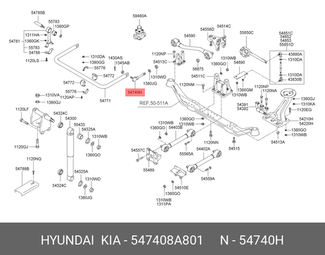 фото Hyundai/Kia 54740-8A801 Рычаг стабилизатора Hyundai/Kia 54740-8A801 Рычаг стабилизатора