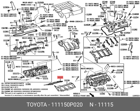 фото Toyota 11115-0P020 Прокладка головки блока цилиндров Toyota 11115-0P020 Прокладка головки блока цилиндров