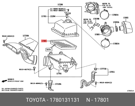 фото Toyota 17801-31131 Фильтр воздушный Toyota 17801-31131 Фильтр воздушный
