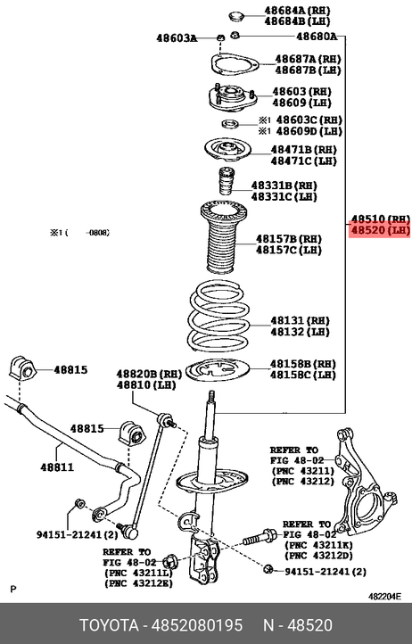 фото Toyota 48520-80195 Амортизатор | перед лев | Toyota 48520-80195 Амортизатор | перед лев |