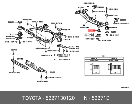 фото Toyota 52271-30120 Втулка задн.балки Toyota 52271-30120 Втулка задн.балки
