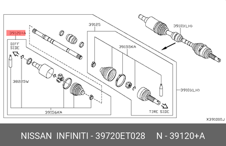 фото Nissan 39720-ET028 Шрус внутренний | перед прав | Nissan 39720-ET028 Шрус внутренний | перед прав |