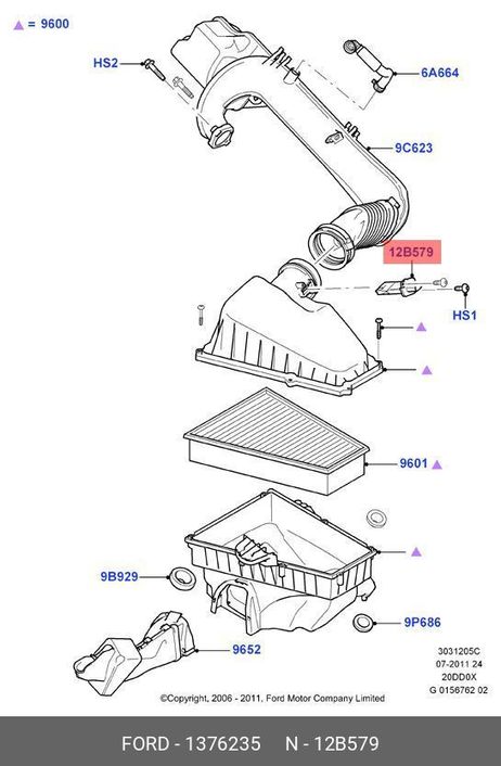 фото Ford 1 376 235 Расходомер воздуха Ford 1 376 235 Расходомер воздуха