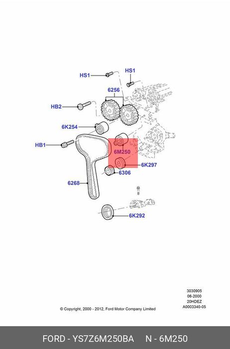 фото Ford YS7Z6M250BA Ролик натяжной ГРМ Ford YS7Z6M250BA Ролик натяжной ГРМ