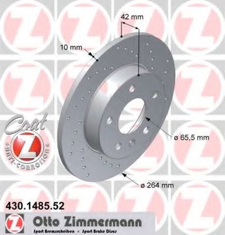 фото Zimmermann 430.1485.52 Диск тормозной | перед | Zimmermann 430.1485.52 Диск тормозной | перед |