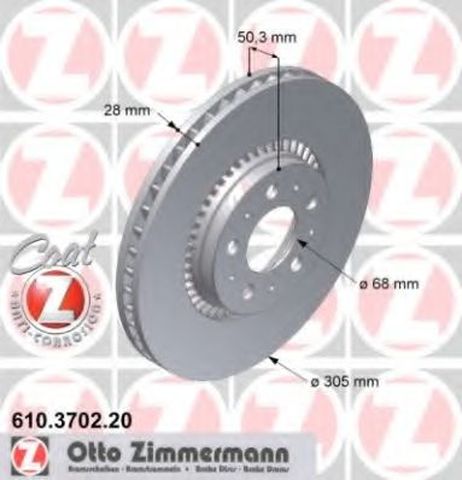 фото Zimmermann 610.3702.20 Диск тормозной | перед | Zimmermann 610.3702.20 Диск тормозной | перед |