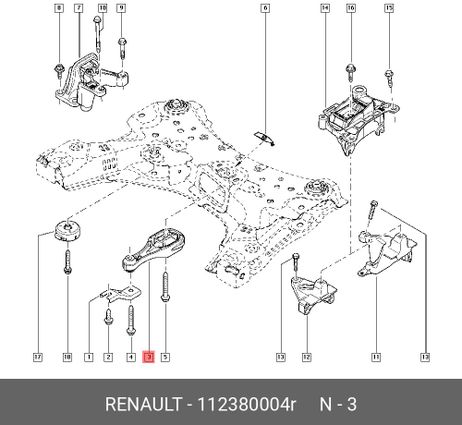 фото Renault 112380004R Подушка двигателя | перед | Renault 112380004R Подушка двигателя | перед |
