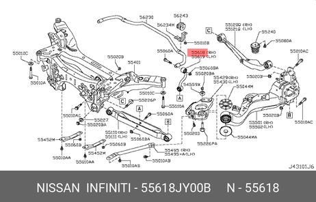 фото Nissan 55618-JY00B Втулка стабилизатора | зад прав | Nissan 55618-JY00B Втулка стабилизатора | зад прав |