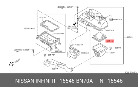 Nissan 16546-BN70A фильтр воздушный
