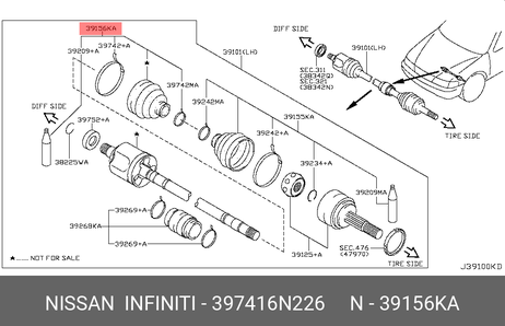 фото Nissan 39741-6N226 Пыльник ШРУСа Nissan 39741-6N226 Пыльник ШРУСа
