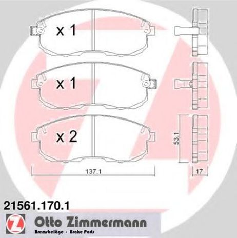 фото Zimmermann 21561.170.1 Колодки тормозные дисковые | перед | Zimmermann 21561.170.1 Колодки тормозные дисковые | перед |