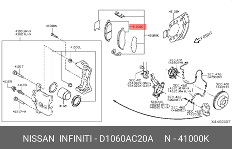 фото Nissan D1060-AC20A Колодки тормозные дисковые | перед | Nissan D1060-AC20A Колодки тормозные дисковые | перед |
