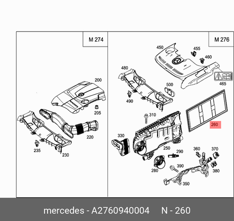 фото Mercedes A 276 094 00 04 Фильтр воздушный Mercedes A 276 094 00 04 Фильтр воздушный