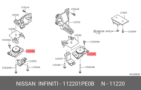 фото Nissan 11220-1PE0B Опора двигателя r51m | перед | Nissan 11220-1PE0B Опора двигателя r51m | перед |