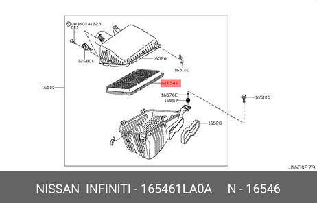 фото Nissan 16546-1LA0A Фильтр воздушный Nissan 16546-1LA0A Фильтр воздушный