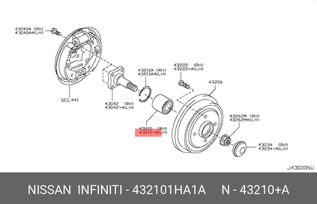 фото Nissan 43210-1HA1A Подшипник ступицы | зад | Nissan 43210-1HA1A Подшипник ступицы | зад |
