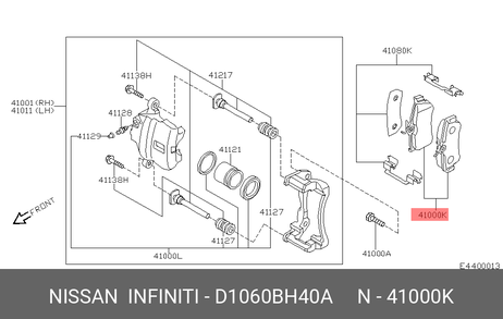 фото Nissan D1060-BH40A Колодки тормозные дисковые | перед | Nissan D1060-BH40A Колодки тормозные дисковые | перед |