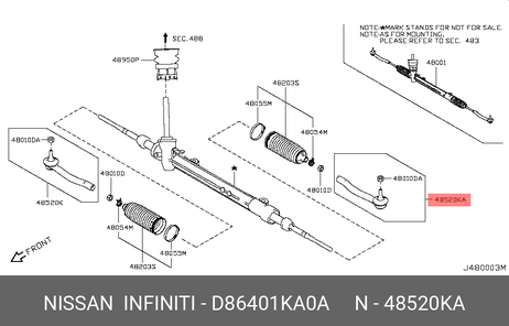 фото Nissan D8640-1KA0A Наконечник рулевой тяги Nissan D8640-1KA0A Наконечник рулевой тяги