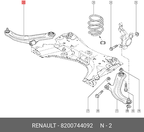фото Renault 8200 744 092 Рычаг подвески | перед прав | Renault 8200 744 092 Рычаг подвески | перед прав |