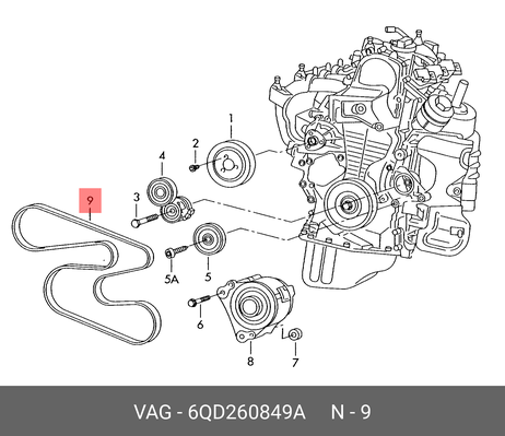 фото VAG 6QD 260 849 A Ремень поликлиновый VAG 6QD 260 849 A Ремень поликлиновый