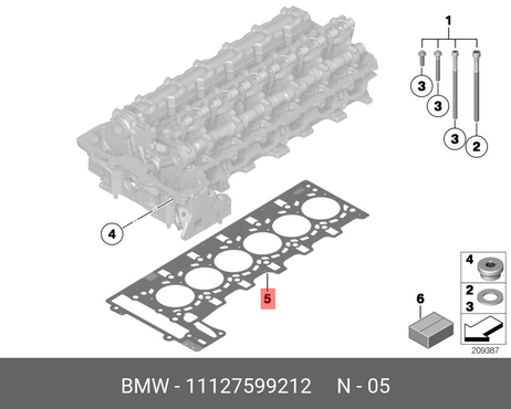 фото BMW 11 12 7 599 212 Прокладка головки блока цилиндров BMW 11 12 7 599 212 Прокладка головки блока цилиндров