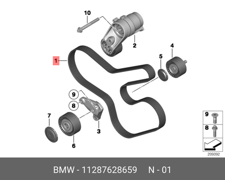 фото BMW 11 28 7 628 659 Ремень поликлиновый BMW 11 28 7 628 659 Ремень поликлиновый