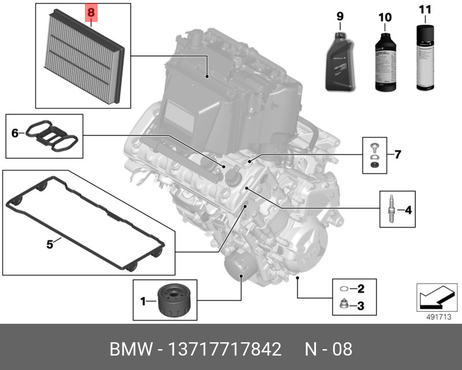 фото BMW 13 71 7 717 842 Фильтр воздушный BMW 13 71 7 717 842 Фильтр воздушный