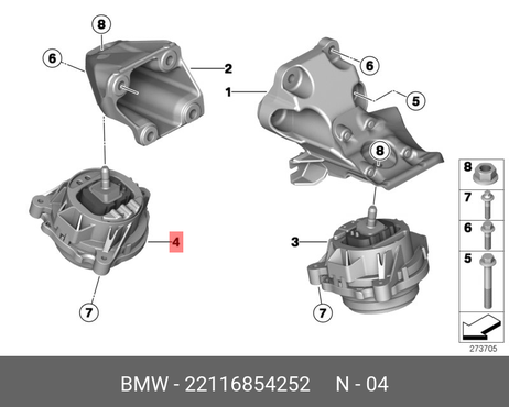 фото BMW 22 11 6 854 252 Подушка двигателя | прав | BMW 22 11 6 854 252 Подушка двигателя | прав |