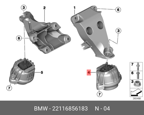 фото BMW 22 11 6 856 183 Подушка двигателя | лев | BMW 22 11 6 856 183 Подушка двигателя | лев |